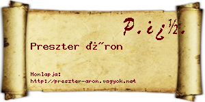 Preszter Áron névjegykártya