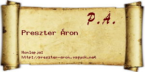 Preszter Áron névjegykártya